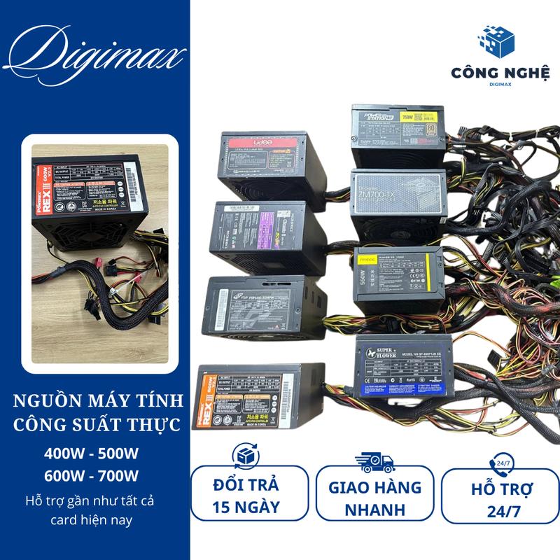 Nguồn máy tính công suất thực 450W 500W 600W 700W- Chân nguồn 4 8 Pin cho CPU Nguồn phụ 6 Pin 8 Pin chạy VGA các loại - Nguồn chính hãng nguyên Zin Hàn Nhật - Chạy tốt tất card vga cùng với cpu khủng trên thị trường hiện tại - Bảo Hành 1 đổi 1