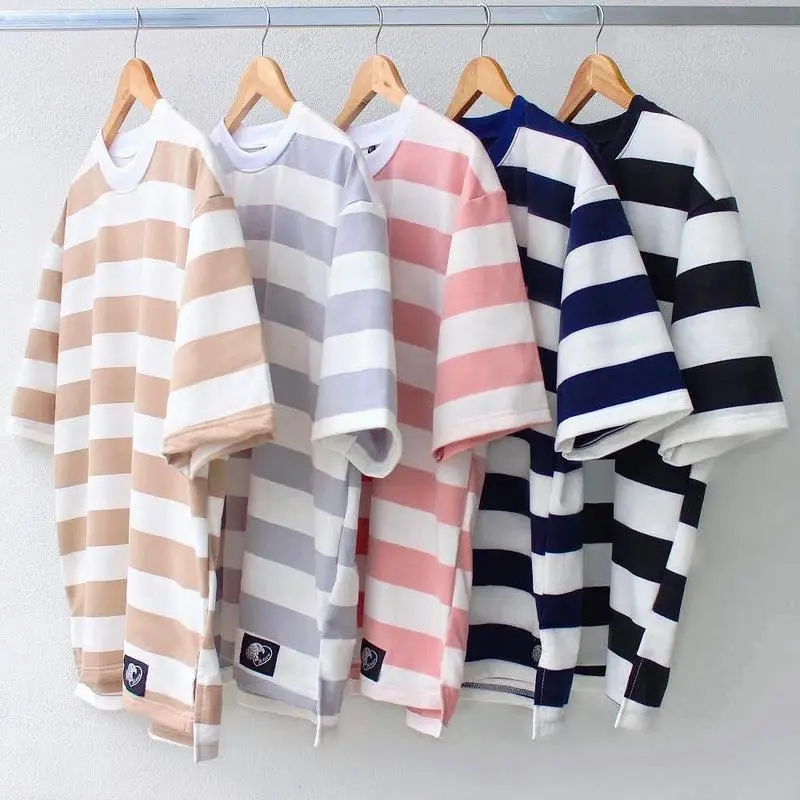 Striped Oversized T-shirt  Crew Neck Premium Quality For Men & Women Clothing Top