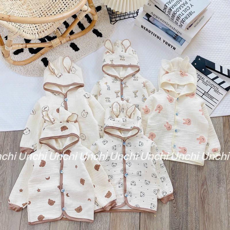 [form nhỏ] Áo khoác xô trần Hàn Quốc có mũ xinh xắn dày 4 lớp cho bé 3-8.5kg