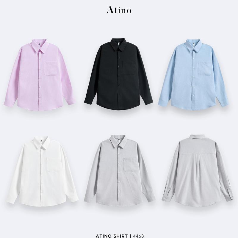 IxI  Áo Sơ Mi Oxford Nam Dài Tay Cổ Bẻ Mix Túi Ngực 5 Màu ATINO L.5.4468 Form Loose Menswear Bi Tre áo  sơ áo  sơ