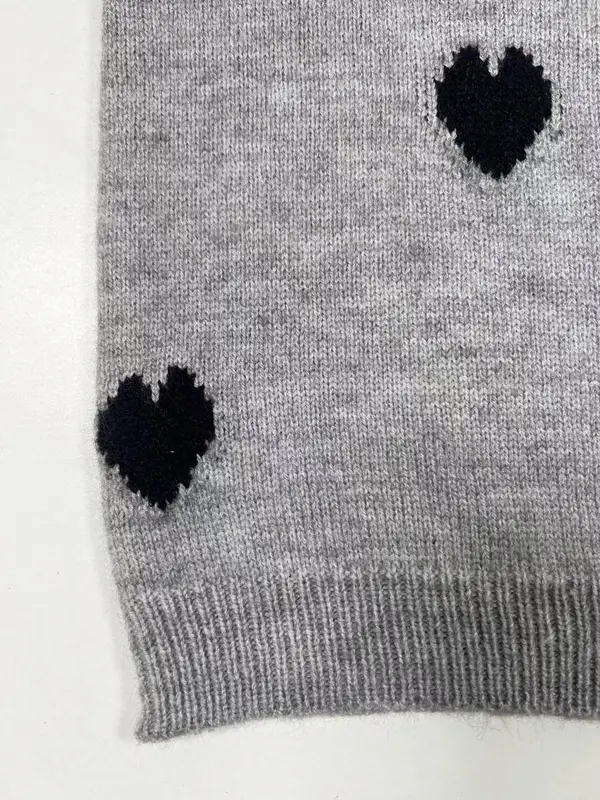Women's Heart Print Crew Neck Sweater, Casual Short Sleeve Jumper for Daily Wear, Ladies Knitwear for Summer 8