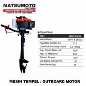 DISKON Mesin Tempel Outboard Motor 5 Hp 4tak MATSUMOTO MOB 850 G Mesin Perahu