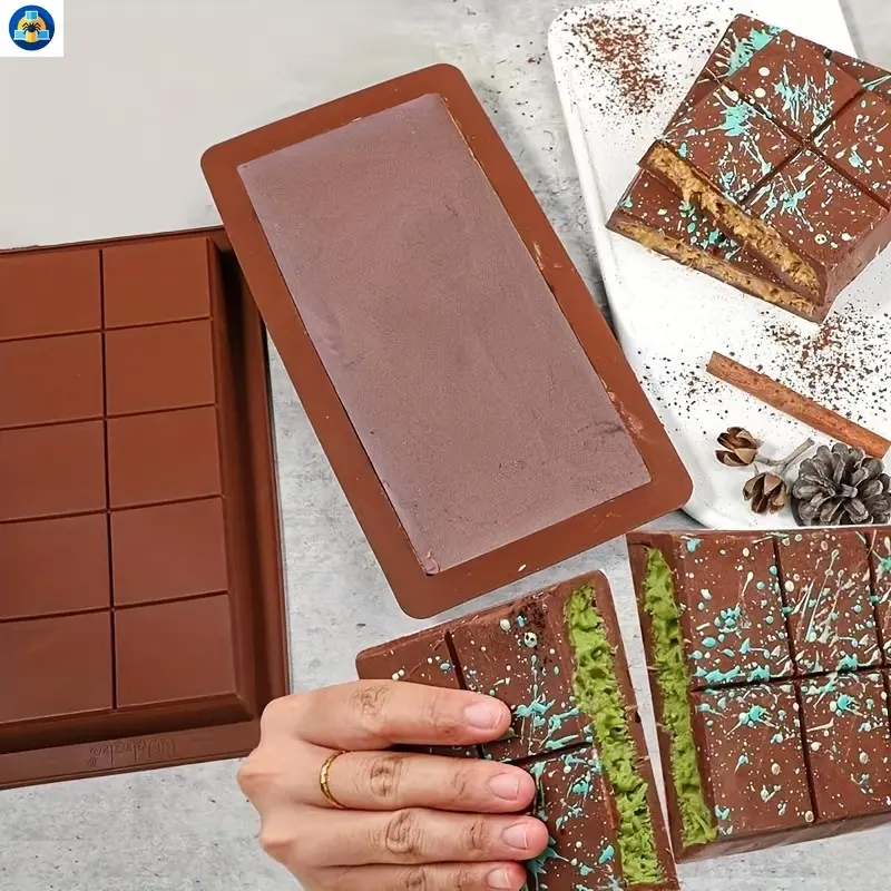 C&S    1pc Silicone DIY Dubai Chocolate Bar Mold - Ideal for Thick Pistachio Chocolate, a Sweet Candy Mold