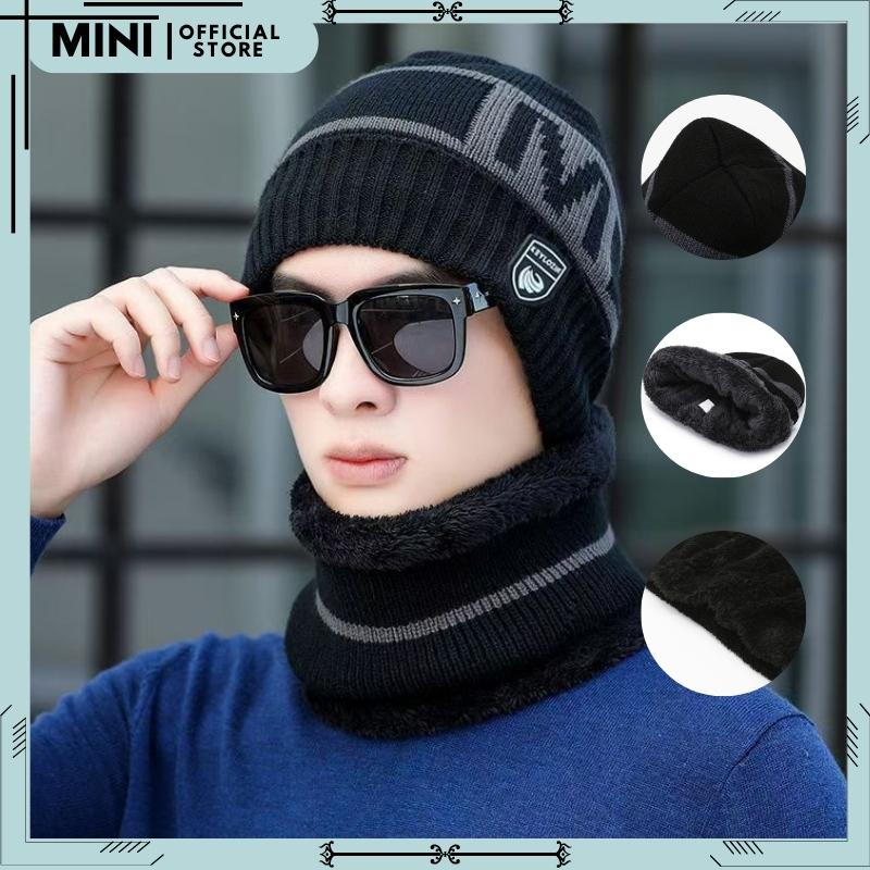 Mũ len nam nữ trùm đầu unisex giữ ấm nón len nam nữ thời trang kèm khăn quàng cổ MS