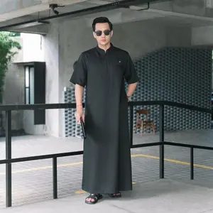Jubah Pria Dewasa Premium AHSAN Gamis Pria Harian Gamis Muslim - Katun Toyobo - Hitam, S