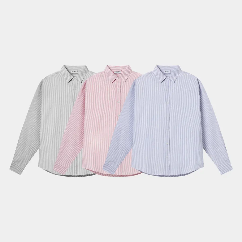 Áo Sơ Mi Tay Dài Kẻ Sọc Teelab Local Brand Vải Oxford Cao Cấp Oversize 3 Màu Xanh, Hồng, Xám SS047