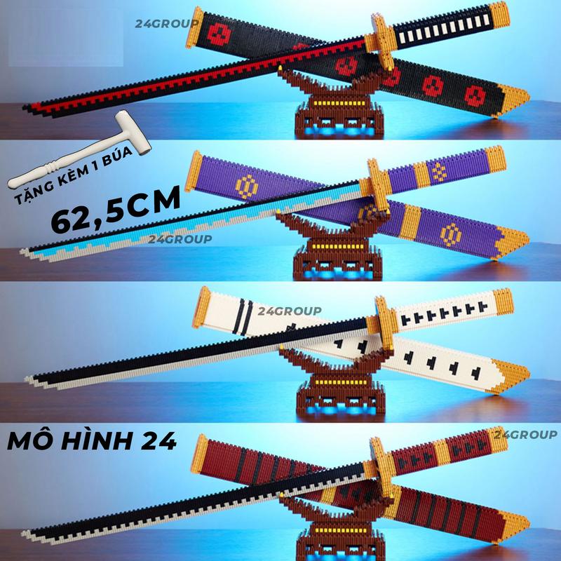 [63cm] MÔ HÌNH Đồ chơi lắp ráp kiểu kiếm nichirin sword anime kimetsu no yaiba và onepiece zoro enma kiếm 63CM CÓ VỎ SHUSUI ENMA mảnh ghép răng cưa