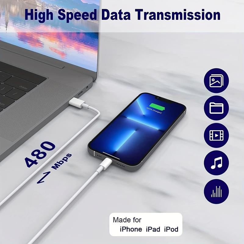 20W 6.6FT Type-C Fast Charging Cable for iPhone iPad Mini, Car Fast Charger, Phone Accessories, Mini Travel Products, Gifts For Boyfriend, Quick Charger, USB Cable, USB Charger Connector, Charger Set 6