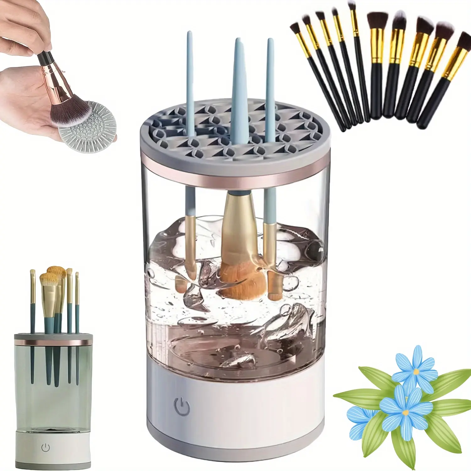 1pc electric makeup brush cleaner, cosmetic brush cleaner, 2024 new electric makeup brush cleaner, makeup brush cleaner, automatic spinning makeup brush cleaner fit for all size makeup brush
