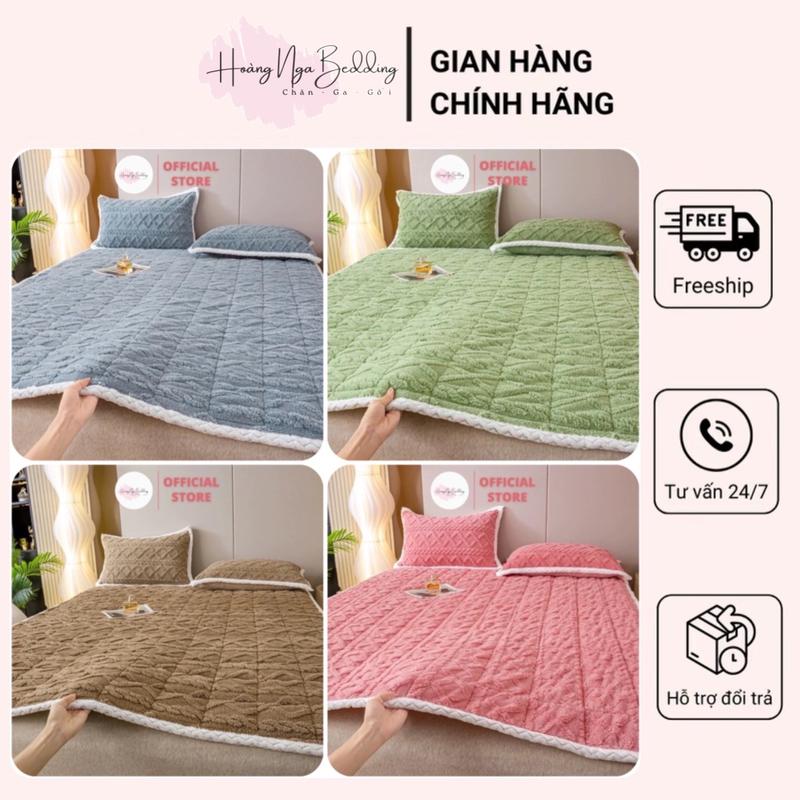 < TẶNG 2 VỎ GỐI > Thảm Trải Giường Len Lông Cừu Xu Hướng Mới 2024, Thảm Trải Giường Nỉ Nhung Đa Năng 3 Lớp Siêu Ấm, Full Kích Thước nem van bộ ga