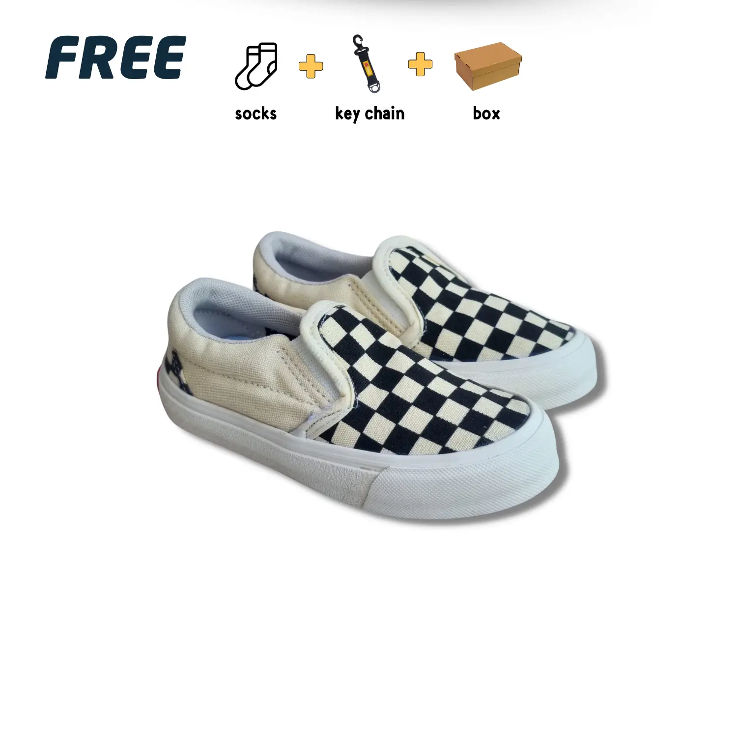 Sepatu Anak Slop Slip On Motif Catur Sneakers Anak Laki-Laki dan Perempuan Checkerboard Fashion