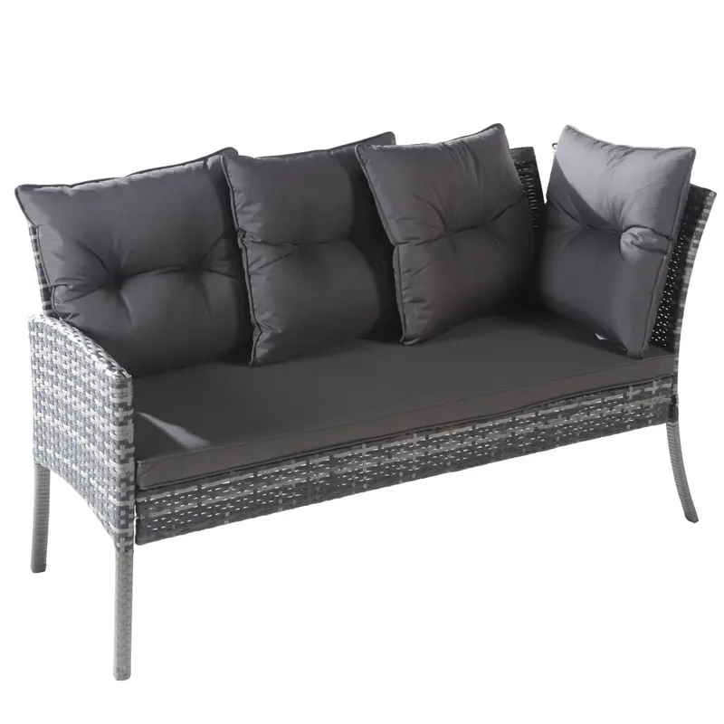 6-7 Seater Rattan Corner Sofa Set with Coffee Table - Mixed Khaki Wicker Garden Furniture - All-Weather Patio Set with Removable Light Cushions Chairs Couches 8