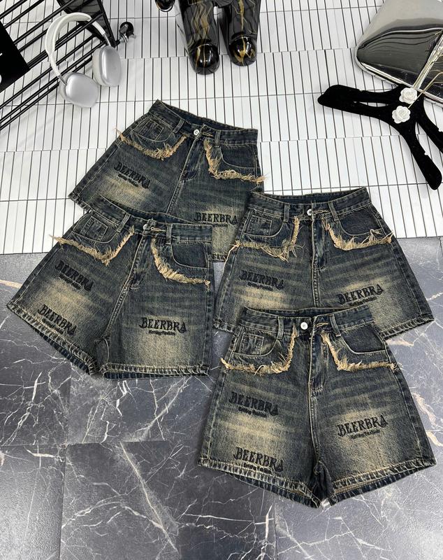   LSN Quần Jean Ngố Đùi Nữ Hai Túi Trước Tua Rua Thêu Chữ 531 - 532 - 533 - 534 