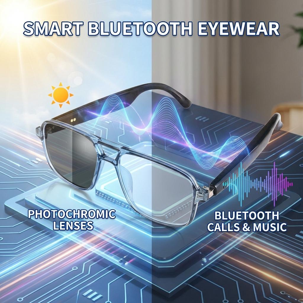 Smart Audio Glasses Color-Change Lenses Wireless BT Anti-blue Light Ai Voice Assistant Camera Music Control Men Women Glasses