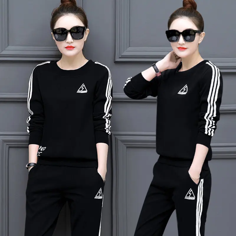 Bộ Đồ Thể Thao Đi Chơi Phong Cách Hàn Quốc, Cỡ Lớn, Dành Cho Nữ, Áo Len Dài Tay, Bộ Đồ Hai Mảnh, Bó Sát, Quần Áo Chạy Bộ, Bộ Sưu Tập Mùa Xuân Và Mùa Thu, Hàng Mới Về Năm 2024