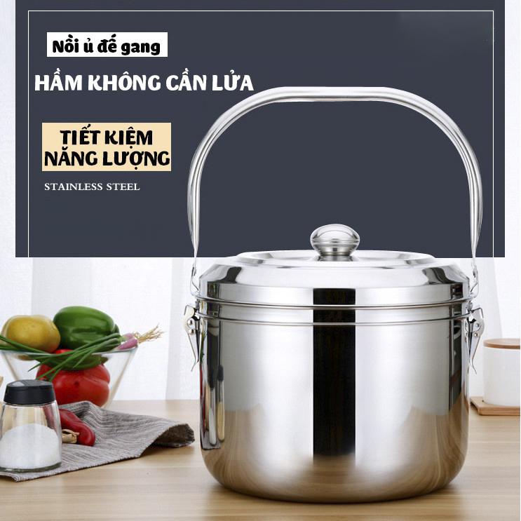 Nồi Ủ Chân Không Inox 5.5L Nồi Ủ Đa Năng Giữ Nóng Thức Ăn Lên Đến 12 Giờ. KHÔNG DÙNG CHO BẾP TỪ