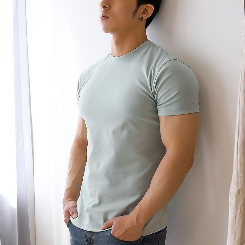 Product Introduction of 1Pcs Men's Summer Solid Color Slim Fit Elastic Loose Sports Short Sleeve 11