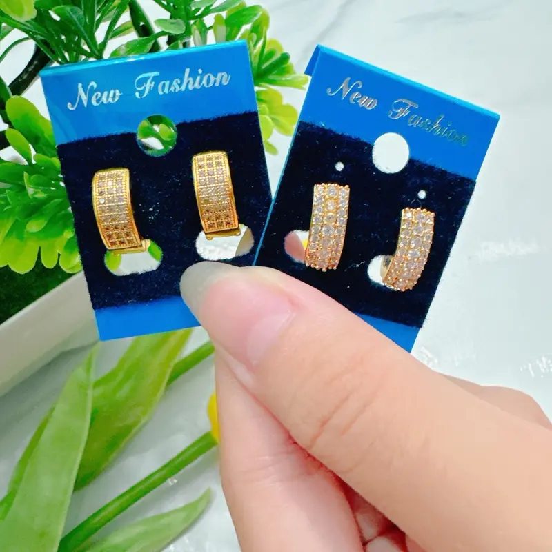Hoa tai bản đính đá và hoa tai đá tròn mới( Women Voi ) 6