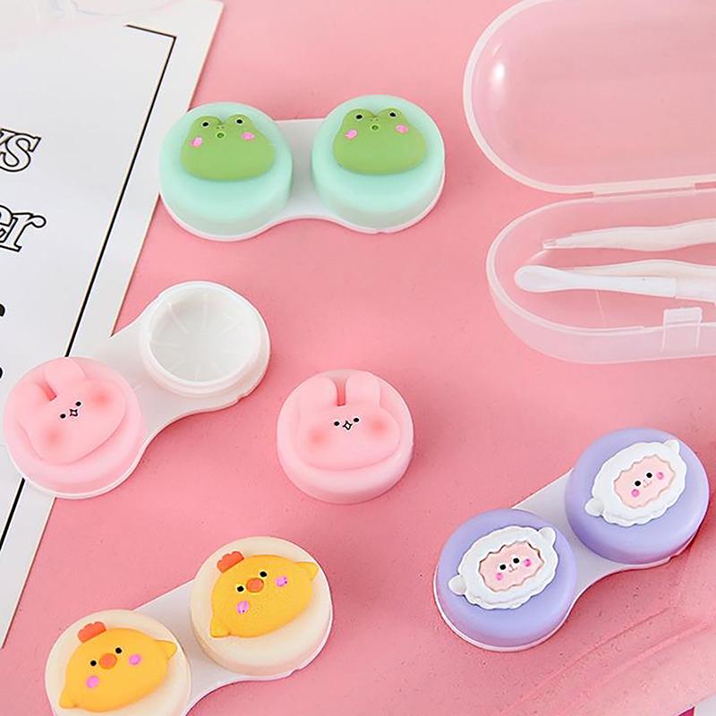 Product Introduction of Cartoon Animal Contact Lens Case Companion Box Cute Student Myopia Mini Contact Eye Portable Compact Storage Box Care Box 18