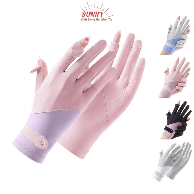 Găng tay chống nắng tia uv nữ bao tay đi xe máy lái xe vải thun lạnh cao cấp SUNHY