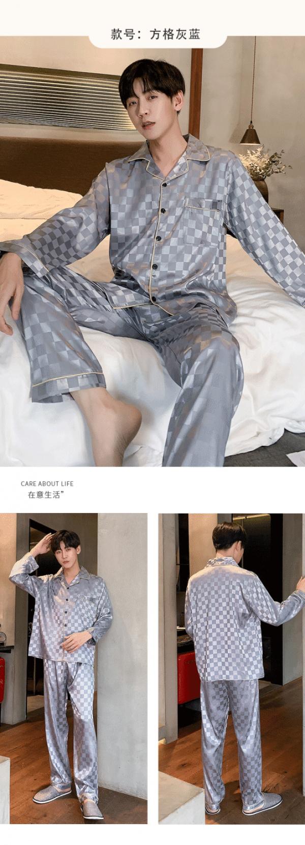 Product Introduction of Đồ Ngủ Nam, Bộ Sưu Tập Mùa Xuân Và Mùa Thu, Dài Tay, Chất Liệu Lụa Lạnh Mỏng Và Ngoại Cỡ, Cao Cấp, Chất Liệu Lụa Nhân Tạo, Thích Hợp Cho Mùa Xuân Và Mùa Thu, Ngoại Cỡ, Thích Hợp Cho Học Sinh, Bộ Đồ Mặc Nhà, Hàng Mới Về 2025 8