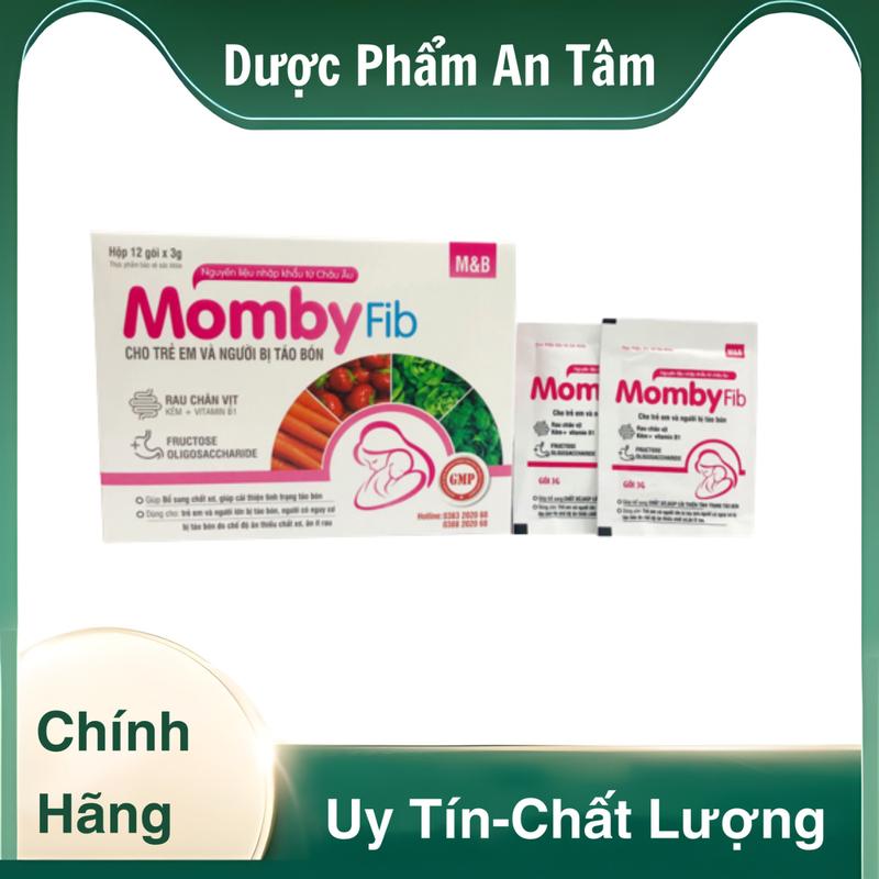 Cốm MOMBYFIB Hồng - Cốm vi sinh MOMBY FIB Hồng chống táo bón cho mẹ và bé (hộp 12 gói)