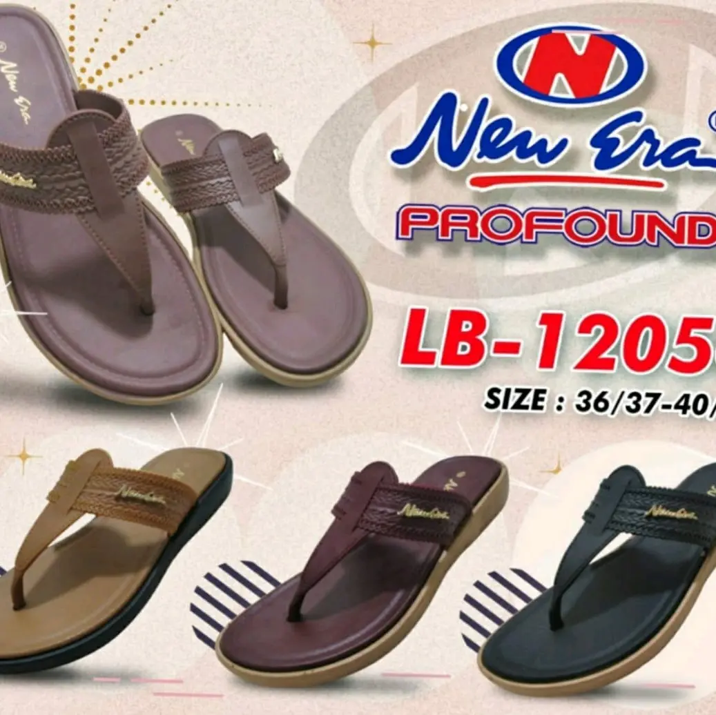 Sandal New era LB 12056 model jepit terbaru bahan karet menyerupai kulit
