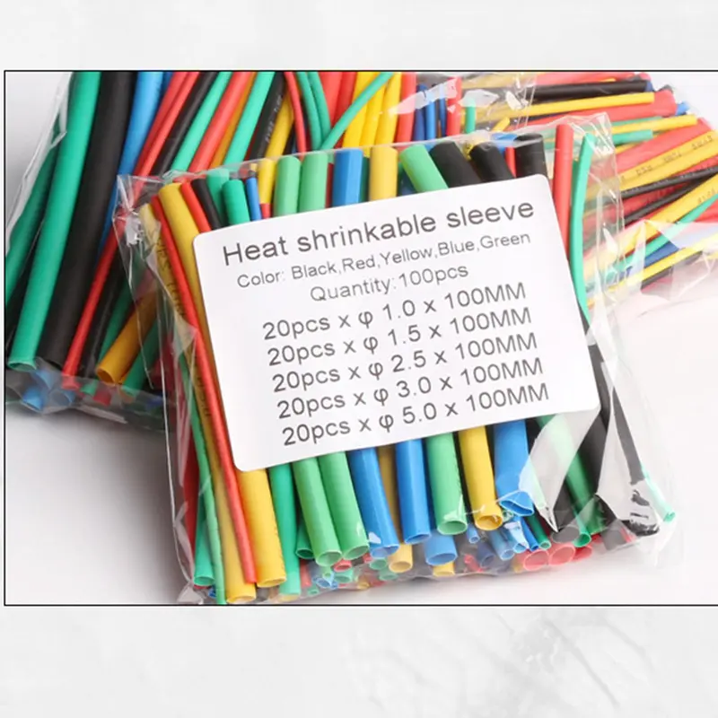 Bộ Phân Loại Ống Co Nhiệt Cách Điện, 100 Cái, Dây Co, Bọc, Vật Liệu Thân Thiện Với Môi Trường, Dễ Sử Dụng, 5 Kích Cỡ 3
