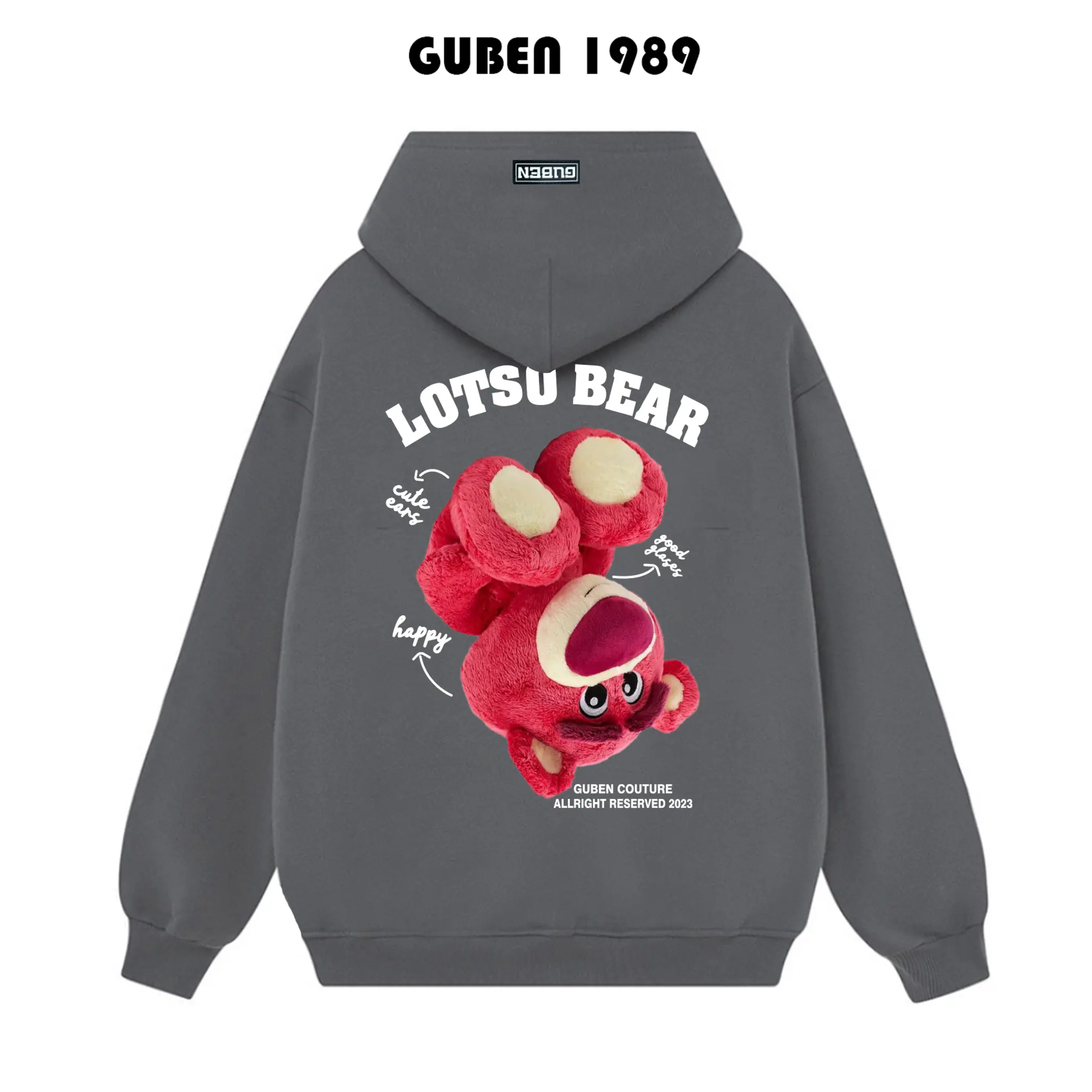 GUBEN-1989  hoodie   áo TAY DÀI  ịn Gấu Lotso  Ngược Hàng Unisex Menswear