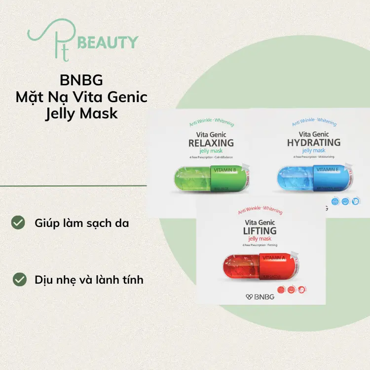Bản Việt Nam - Mặt Nạ Dưỡng Ẩm Giúp Nâng Cơ Và Săn Chắc Da BNBG Vita Genic Jelly Mask- Full Hộp