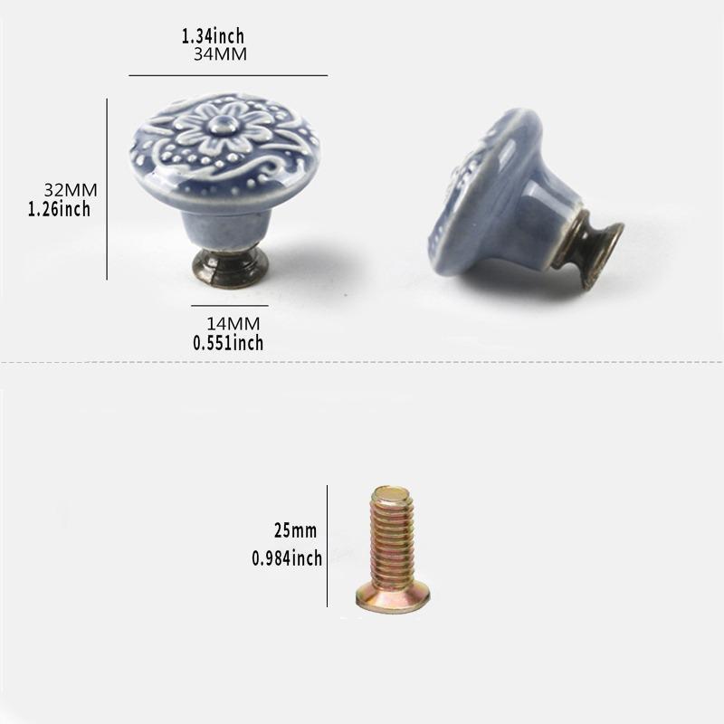 Product Introduction of Ceramic Door Knob with Screw, Vintage Type Cabinet Drawer Handle with Screw, Home Decor Door Hardware for Dressing Table Bathroom 1