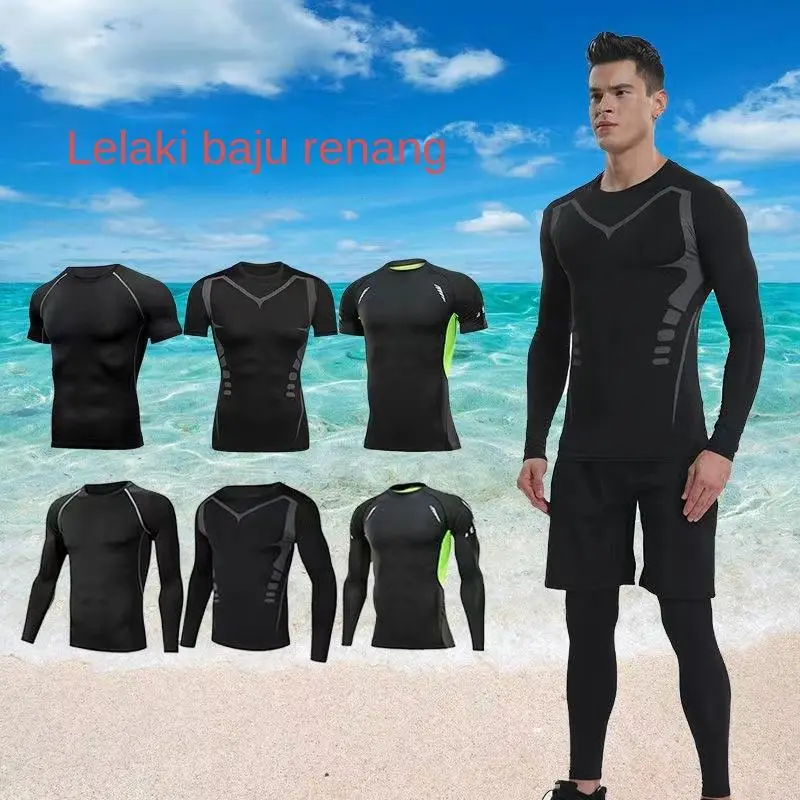 Swimsuit Men's Top Anti-Embarrassment Adult Swimming Diving Suit Summer Men's Swimming Trunks Men's Sun Protection for Whole Body Long Sleeve Hot SaleSS24 cycling  pants  men compression  shirts  long  sleeves