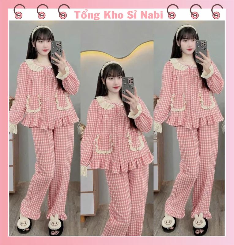 Bộ bầu - bộ Mặc Nhà sau sinh Kro - cổ kiểu ren chất liệu Đũi Lụa Mềm mát