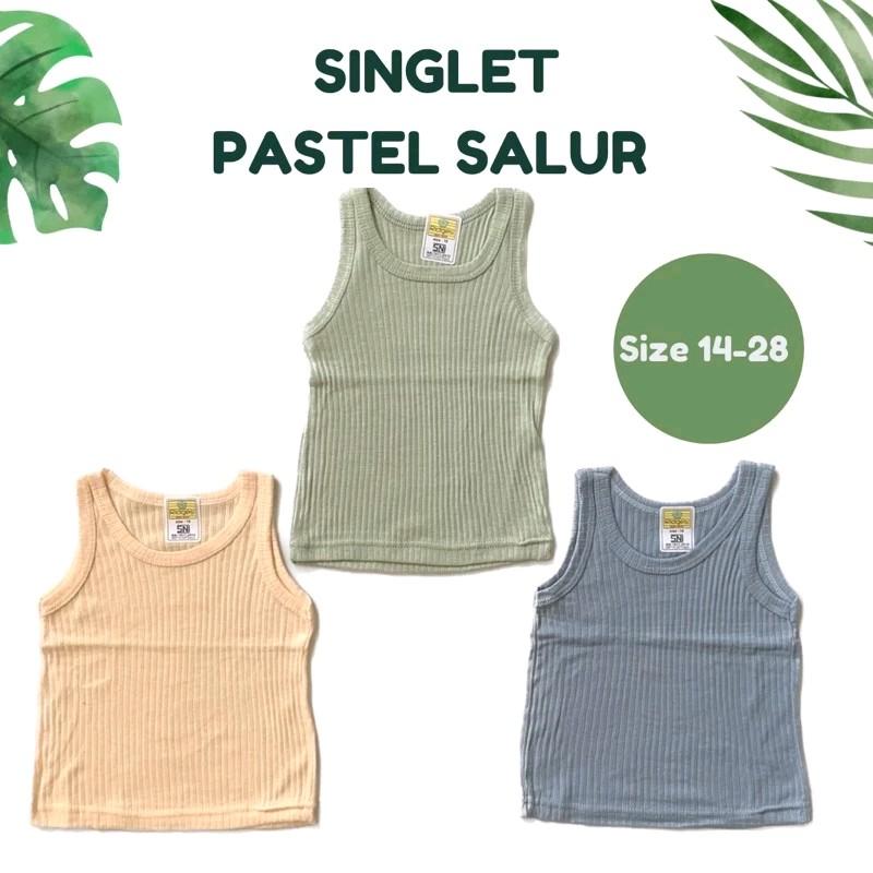 Ridges Kaos Dalam Singlet Motif Warna Polos Anak Bayi 3Pcs Baru lahir Katun Lembut 1