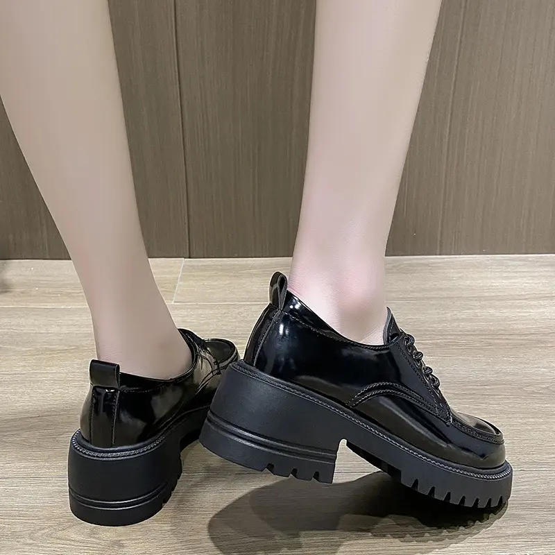 DUNIA FASHION - DF 604 Sepatu Wanita Docmart Sneakers Boots Premium Quality Black Karet Shoes 5