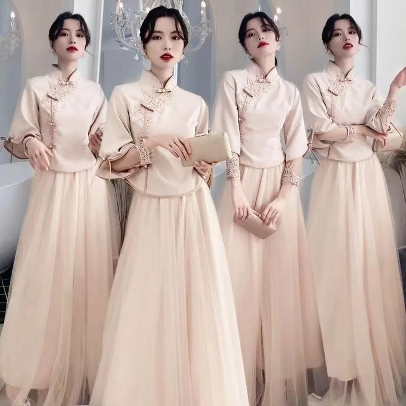 Product Introduction of Daidai (Ready Stock) Bridesmaid Dress Elegant Chinese Cheongsam Wedding Chinese Retro Bridesmaid Dress Long Elegant Graceful Daily Style Dress Female Friends Sisters Group Improved Cheongsam 26