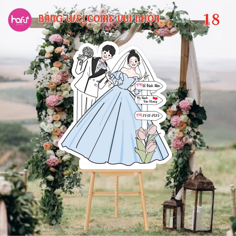 BẢNG CHỮ NHẬT WELCOME VUI NHỘN ĐÁM CƯỚI - ĐÁM HỎI - SINH NHẬT DÀY 5mm HAFU HOUSE [18-34]