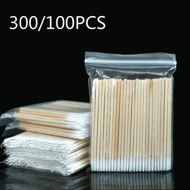 Tăm Bông Làm Sạch Móng Tay, 100 Chiếc, Làm Bằng Gỗ, Đầu Nụ, Đầu Bông Bằng Gỗ, Dụng Cụ Chỉnh Sửa Chi Tiết Làm Móng, Tẩy Sơn Móng Tay, Dụng Cụ Nghệ Thuật