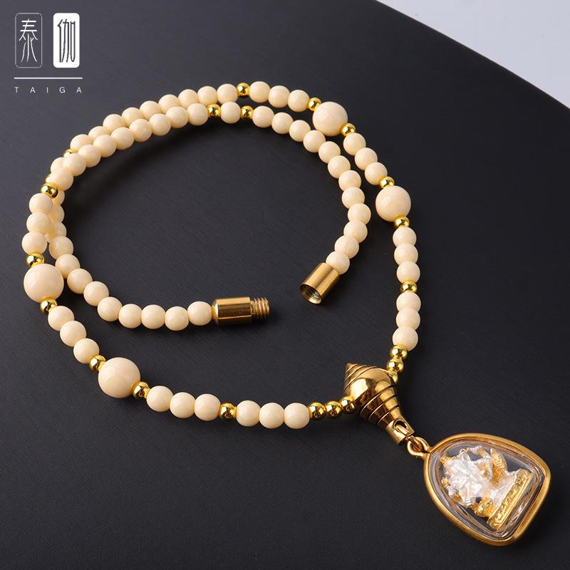 Product Introduction of New Original Thai Buddha Pendant Necklace Imitation Ivory Choker 45cm cm Short Chain High-end Elegant anting gold  frame 2