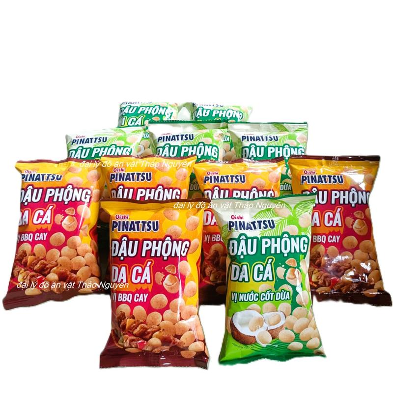[ tặng thêm 1 gói cá viên chiên cho combo 10 gói ] 10 gói Đậu phộng DA CÁ oishi pinattsu vị nước cốt dừa và vị BBQ cay thơm ngon, giòn tan ( 30g/ 1 gói )