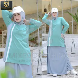 MIXEDCLOTHING ROCELA/setelan olahraga muslim rok celana/setelan olahraga wanita Baju Tunik Kaos Panjang Atasan Dewasa