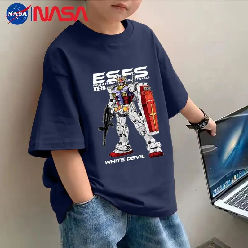 Áo Thun Trẻ Em, Hợp Xu hướng NASA, Cotton Nguyên Chất, Dễ Phối Đồ Mùa Hè, In Độc Đáo, Dáng Rộng Thường Ngày Cho Trẻ Em Trung Bình Và Lớn, Thời Trang Và Thanh Lịch, Dễ Phối Đồ, Hàng Mới Về