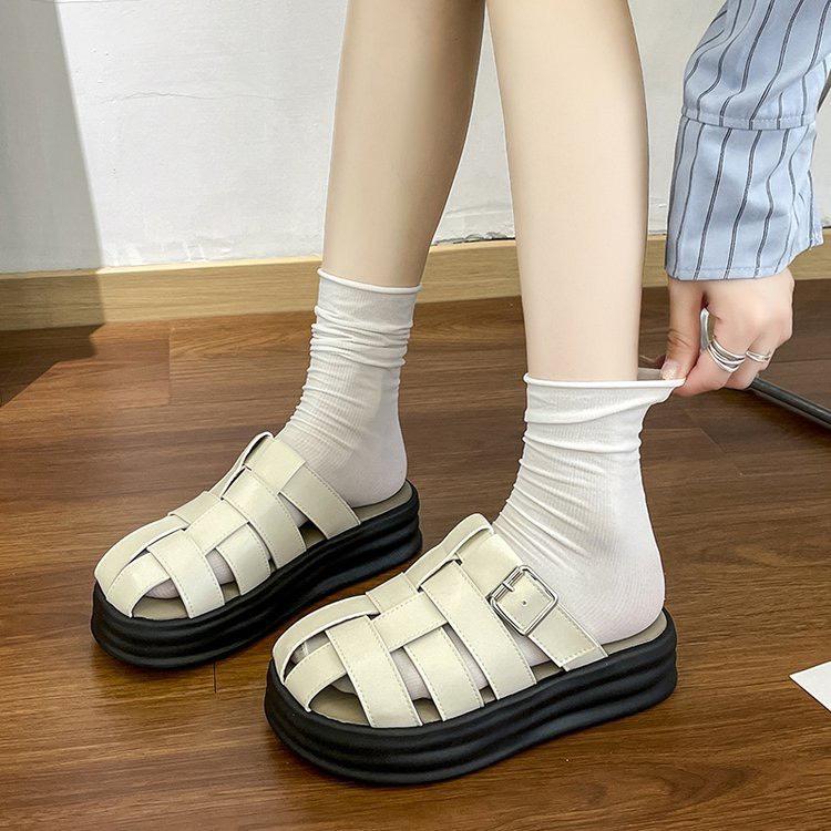 Chuẩn sz Dép Sục Rọ Khóa Vuông Đế Cao 2cm Thoáng Chân Cho Mùa Hè G053