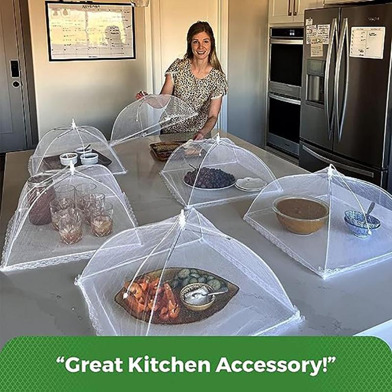Food Cover, 6 Counts Reusable Foldable Mesh Food Tent, Collapsible Food Cover for Indoor & Outdoor Party Picnic BBQ, Summer Essentials 6