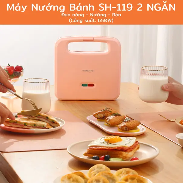 Máy Nướng Bánh Mì Sandwich Rán Trứng Rán Thịt Làm Đồ Ăn Sáng 1 và 2 Ngăn Làm Nóng Nhanh Phù Hợp Cho Gia Đình | Phụ Kiện Thông Minh 247 VN 6