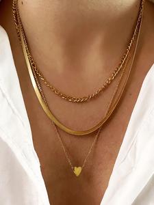 Collar con dije de corazón elegante para mujer (3 piezas/set), Joyería apilable de moda para fiestas, Decoración de ropa diaria, Joyería comodín y exquisita para regalo de cumpleaños