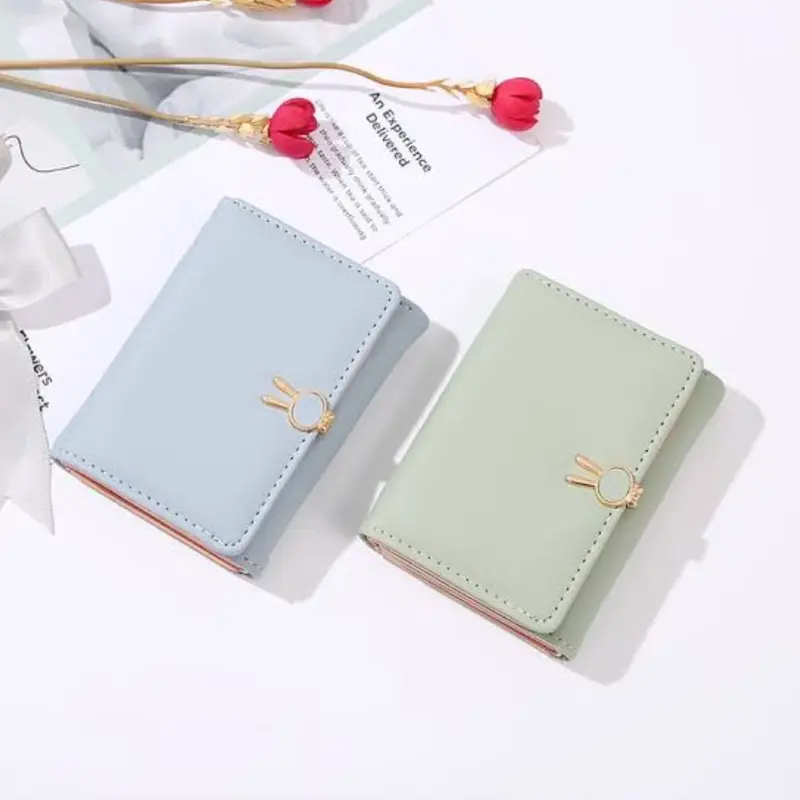 Dompet Lucu Import Premium Telinga Boneka Banyak Slot Kartu Modis Simple Elegant Modern Tutup Kancing Wanita Kulit korea 2