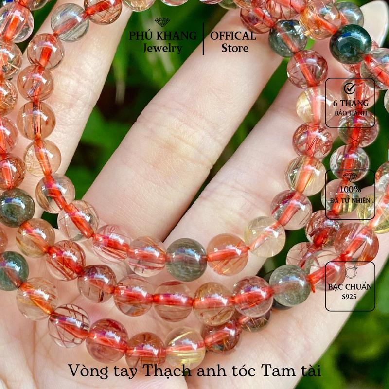 Vòng Tay Thạch Anh Tóc Tam Tài, Đa Sắc, Dạng Chuỗi Quấn [Tặng kèm hộp, túi giấy, dây dự phòng và 1 món quà bất kì]