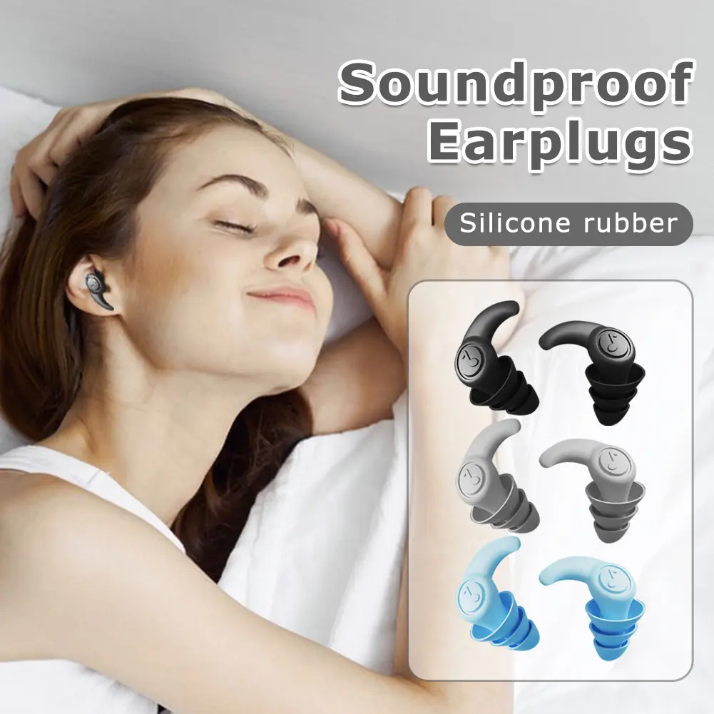 2pcs/set Earplug 3 Layer Deep Sleep Earplug Silikon Nano Ear Plug Peredam Suara Penutup Kuping Untuk Tidur
