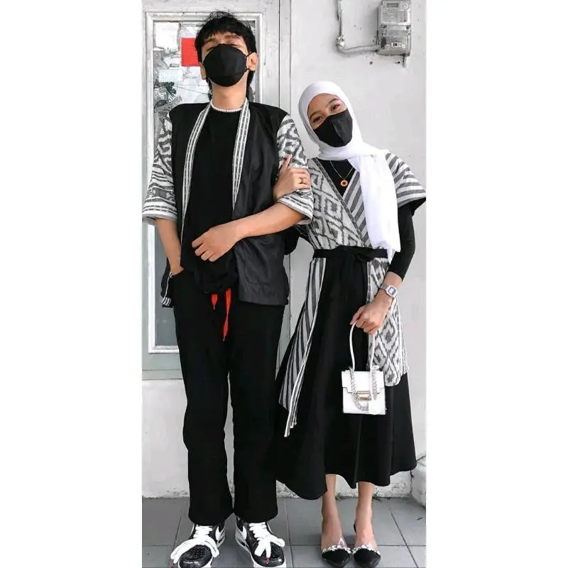 baju couple tenun noumi Toraja putih - dress  pasangan pria dan wanita Aurora - ivory - dress kondangan tenun prewedding - sarimbit - batik Kain Panjang  Pesta  Gamis